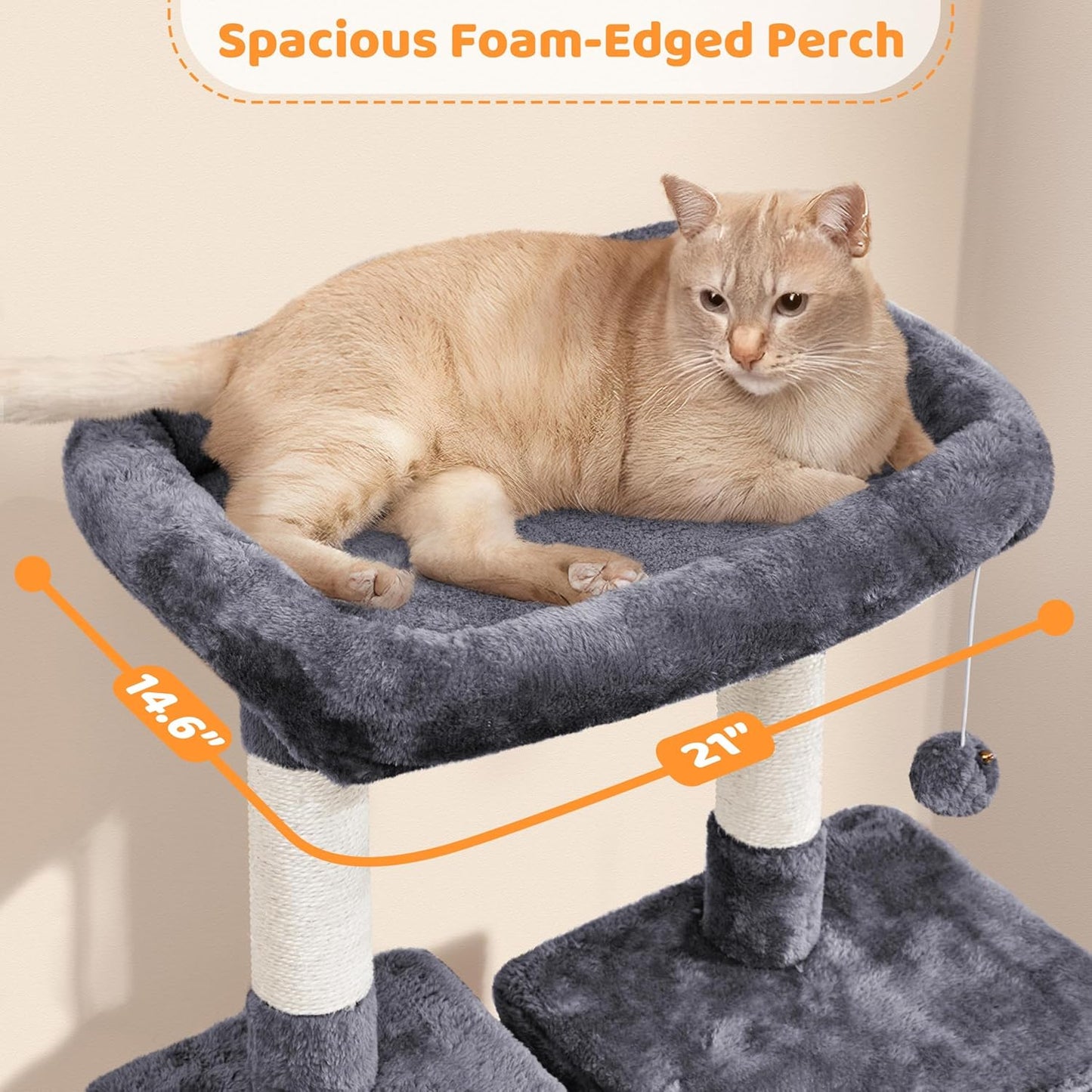 Yaheetech 54In Cat Tree Tower, Multi-Level Pet Stand Furniture with Hammock Scratching Posts Condo Extended Platform for Indoor Cats Large to Play and Sleep
